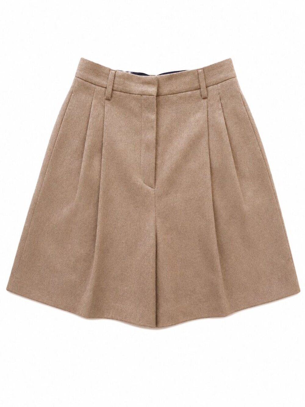 PRADA Beige Camel Hair Felt Peated High Waist Long Bermuda Shorts IT 40 / US 4 - Picture 6 of 10